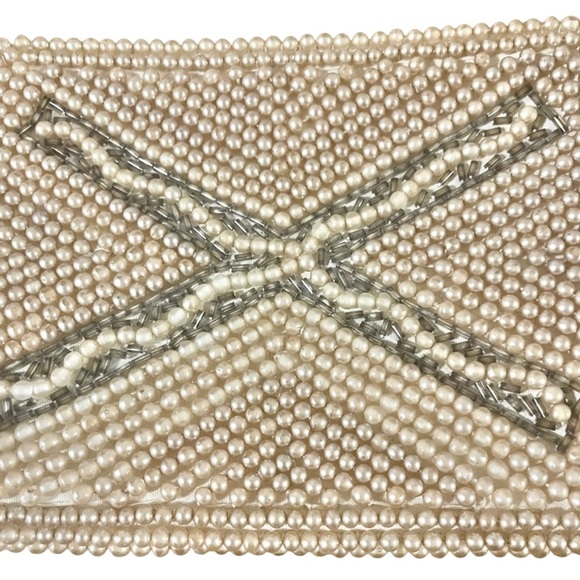 Reina Elegant Evening Ivory Faux Pearl Beaded Clutch Vintage 50’s Made in Japan - Picture 2 of 10